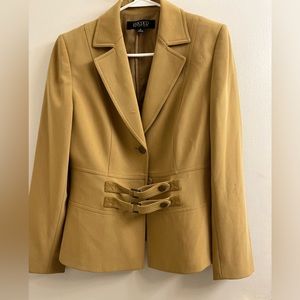 Cute & Casual Tan blazer jacket with belts in front